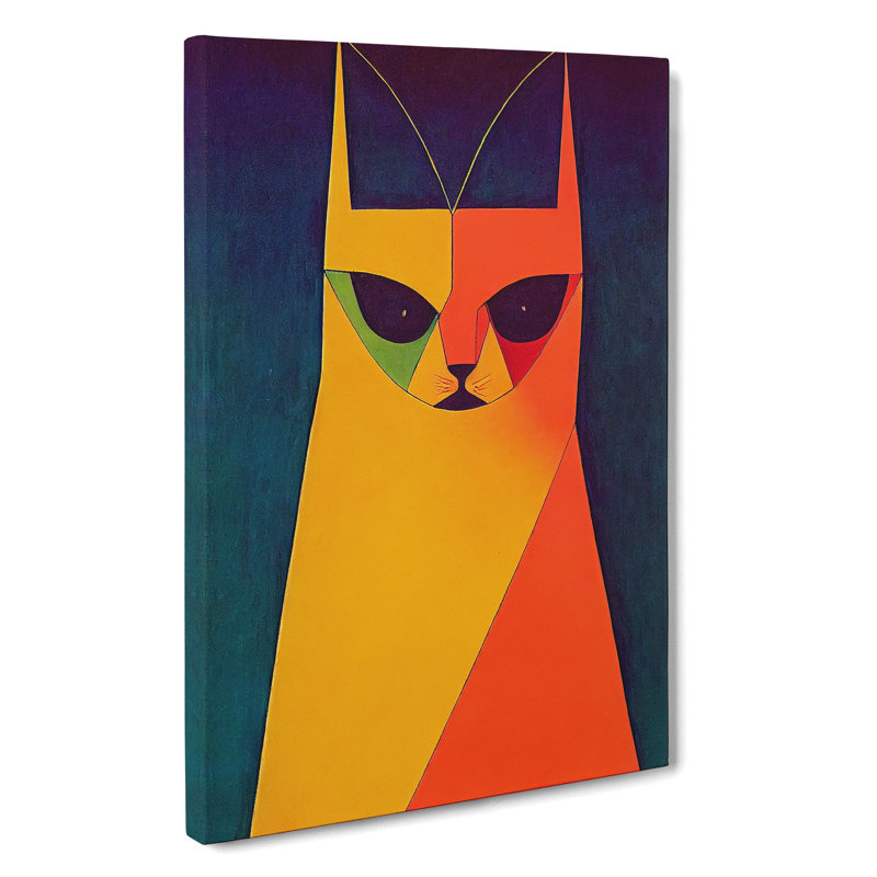 Painted Cat Abstract - Wall Art, 50cm H x 35cm W x 3cm D, Wrapped Canvas