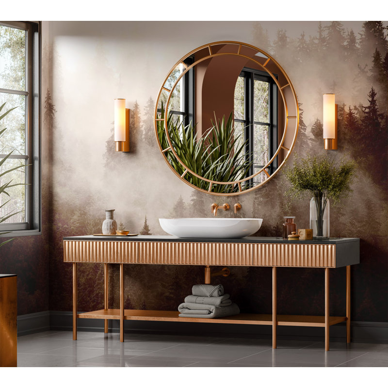 Murale paysage Amirh Peel & Stick - Misty Mountains, L 115 po x L 82 po, Brun / Blanc