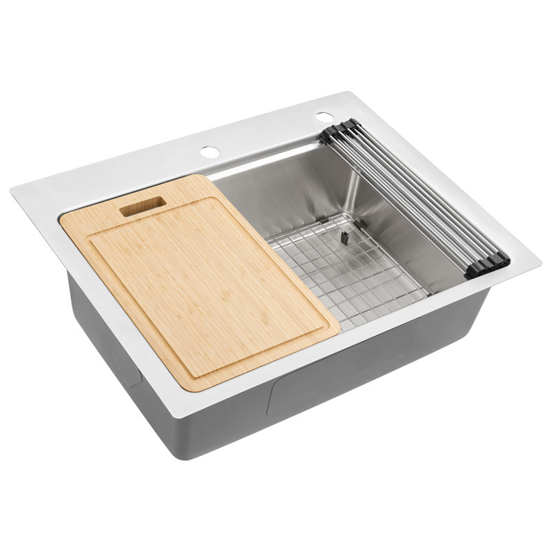 Ruvati 28 x 22 inch Drop-in Topmount Workstation Kitchen Sink 16 Gauge Stainless Steel Single Bowl
