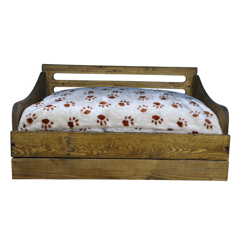 Canapé pour chien en bois Hardesty Paws, Petit (l 15,16 po x P 22,44 po x H 15,35 po), Brun rustique