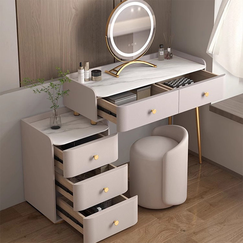 Makeup Vanity with Light mirror,5 drawers,1 chair, 51.18" W x  15.75" D x 31.5" H