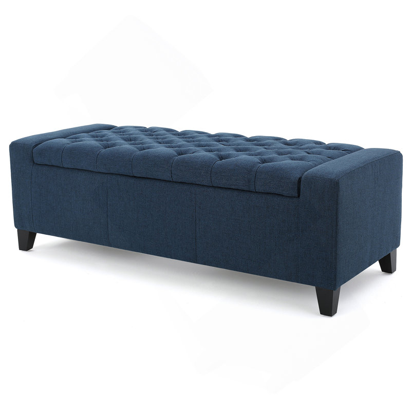 Dovan Fabric Upholstered Storage Bench, Navy Blue