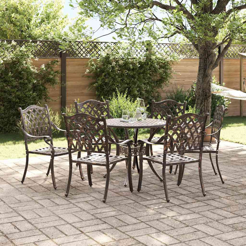 6 - Person Patio Dining Set with Square Table, Bronze