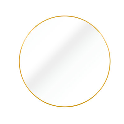 Miroir mural rond en métal doré de 24 po pour la salle de bain - verre, cadre rouillé, film incassable, manuel d'installation intérieur en aluminium moderne de 4 mm de diamètre, protection, crochets et vis,