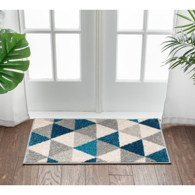 Rivka Modern Blue/Grey/Cream Geometric Rug