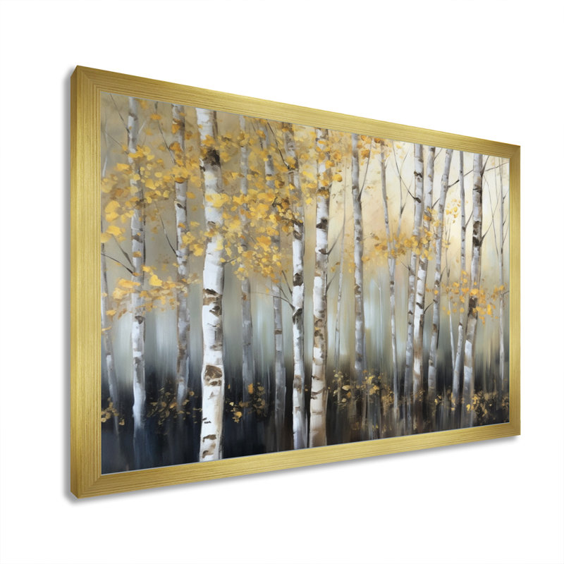 Bouleau Arendien forêt dense I - impression, Impression encadrée, H 30 po x l 40 po, Doré