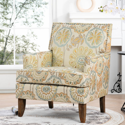 Chaises d'appoint de salon brillantes, tissu beige et jaune, rembourrage en éponge haute densité, câblage fin, pied de bouleau, siège facile à assembler