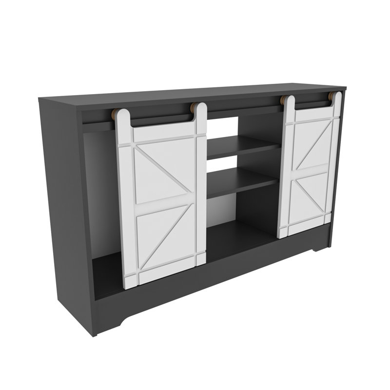 Meuble télé 55 po Ahris pour téléviseur de 65 po ou moins Ahris, Gris foncé / Blanc
