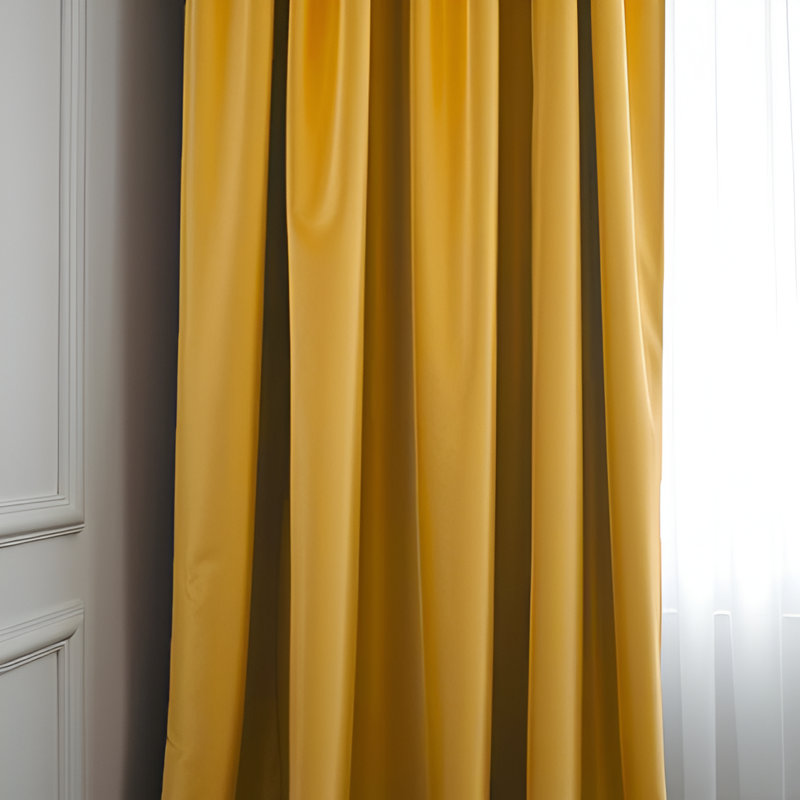 Pittsboro Crushed Velvet Eyelet Windows Panel Curtains, 228cm Width x 228cm Drop, Ochre