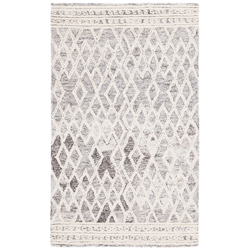 Jonmatthew Abstract Hand Tufted Wool With Cotton Cloth Backing Geometric Rug, Square 6'