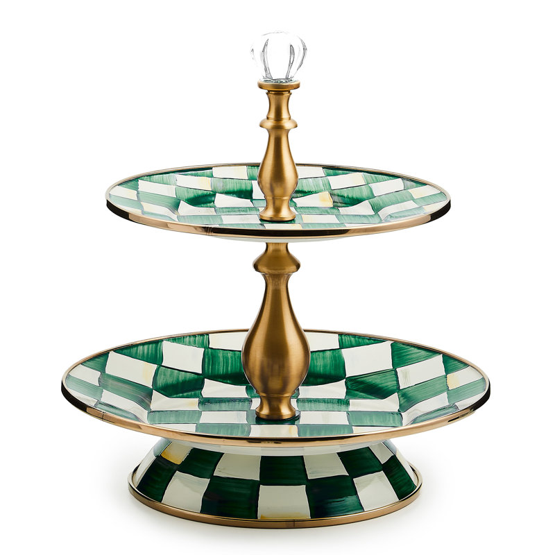 Emerald Check Two Tier Sweet Stand