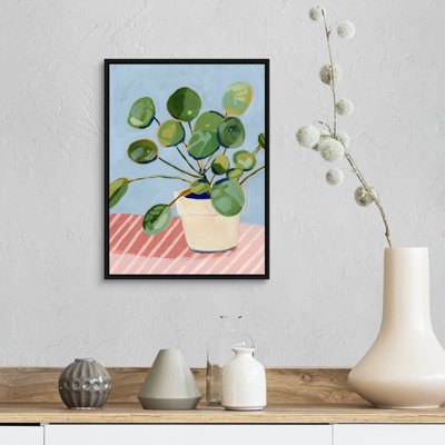 Plante sur toile rose I, art mural