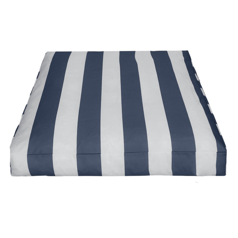 Navy and White Striped Canvas Orthopedic Outdoor Dog Bed