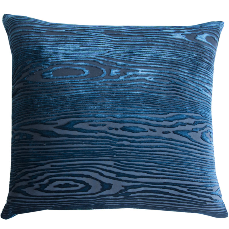 Woodgrain Rectangle Velvet Pillow Cover & Insert, Cobalt Black, Square 18"H x 18"W