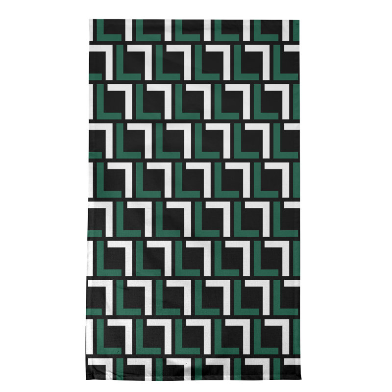 Wimpole Tea Towel Kitchen Towel, Cotton Blend, Stealth Black/Gotham Green/White