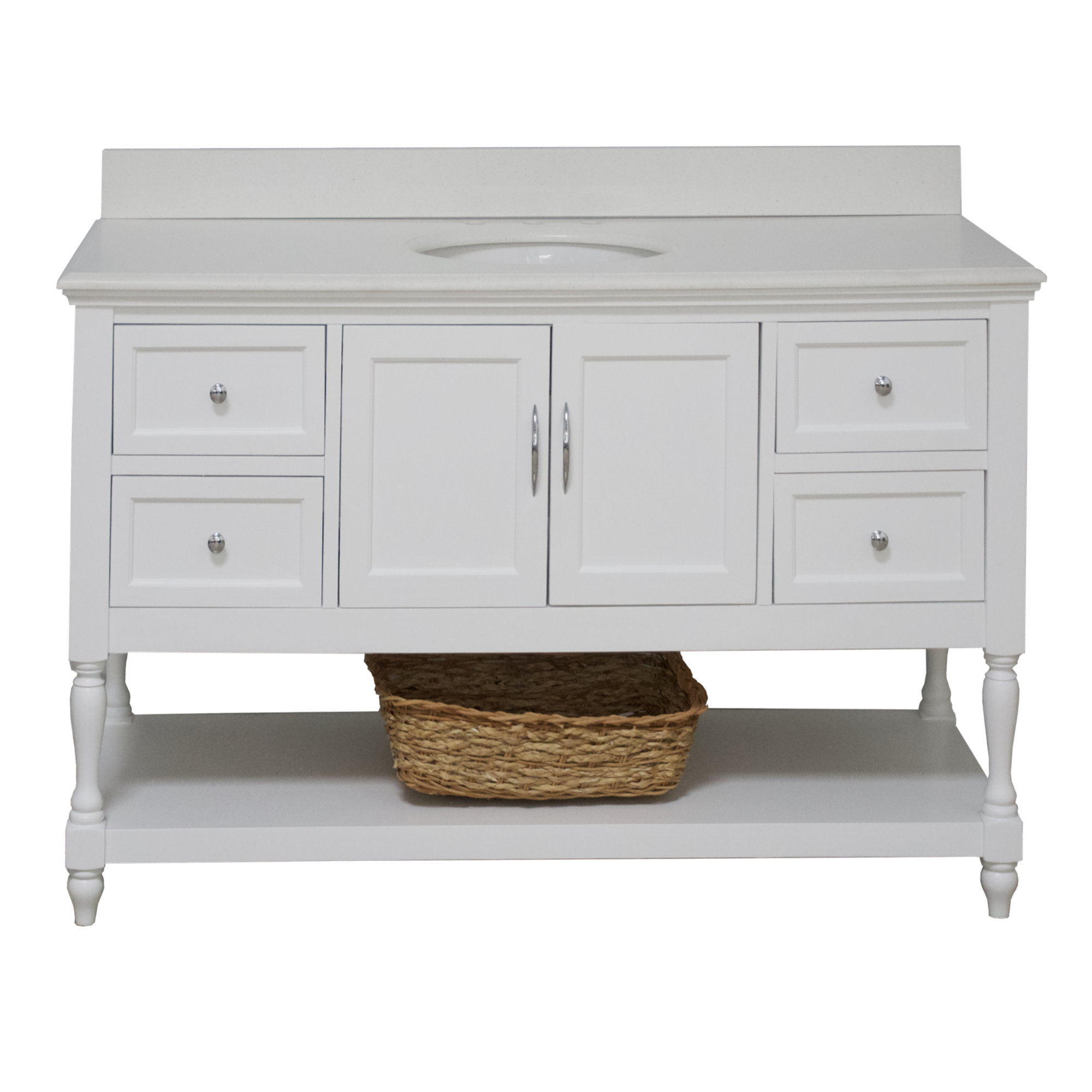 Hampton 48'' Single Bathroom Vanity, Quartz, White