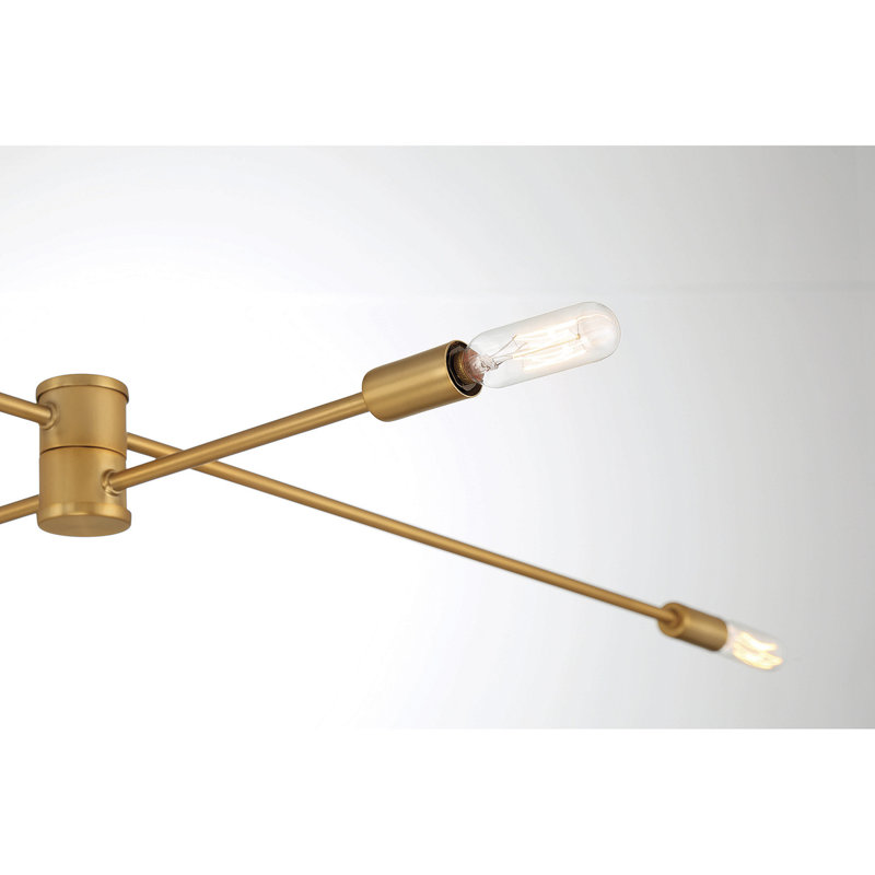 Jordy 12 - Light Sputnik Modern Linear Chandelier in Warm Brass, Warm Brass