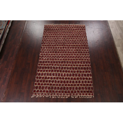 Moroccan One-of-a-Kind 5'11" X 9'7" Wool Area Rug in Red