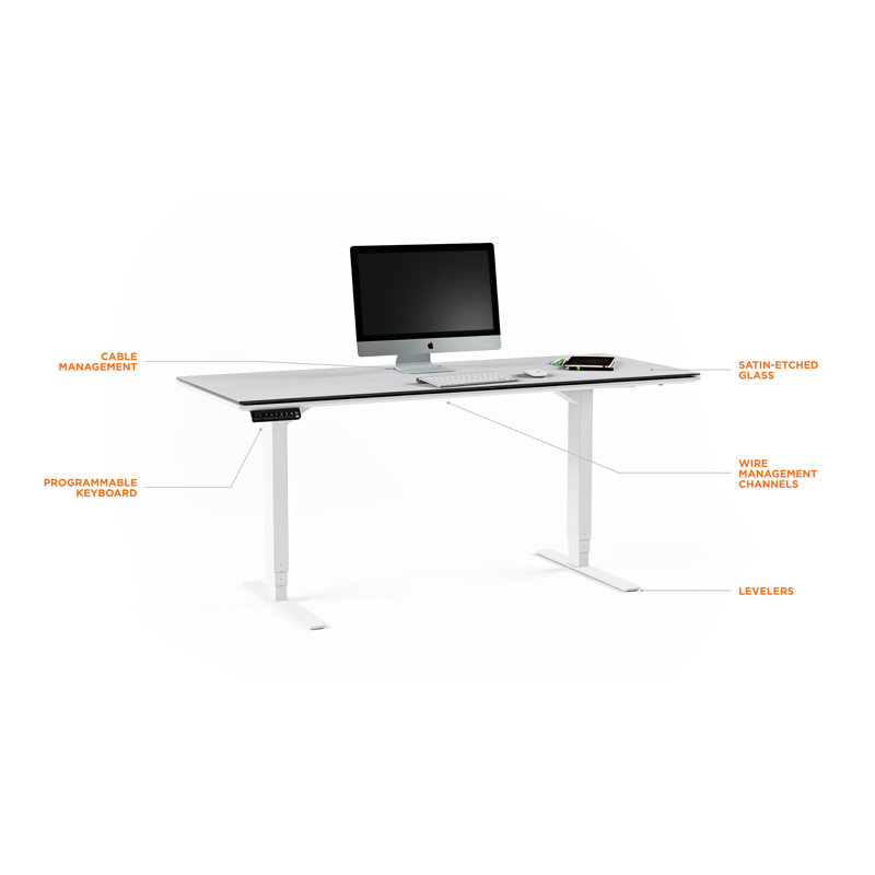 Centro Height Adjustable Computer Desk, 24.75" H x 66" W x 30" D