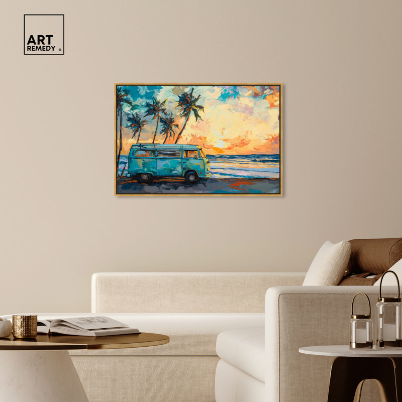 Colorful Coastal Canvas Print with Gold Frame, 31.5" x 21.5"