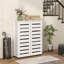 Slim Shoe Cabinet with 2 Slatted Doors for 15 Pairs of Shoes-102443245