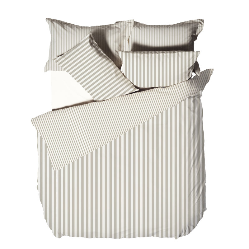 Hebden Mélange Stripe 100% Cotton Duvet Cover Set, Natural, Super King Duvet Cover + 2 Standard Pillowcases