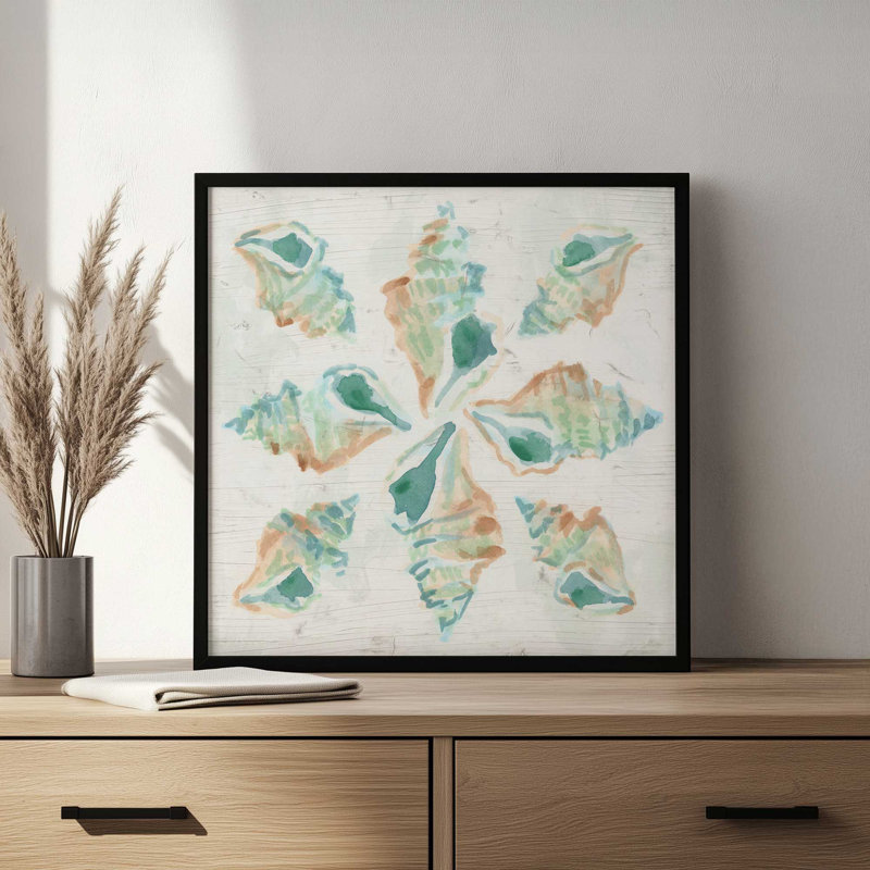 Reproduction d'art «Saltwashed Shells II» par June Erica Vess, H 12 po x l 12 po, Doré