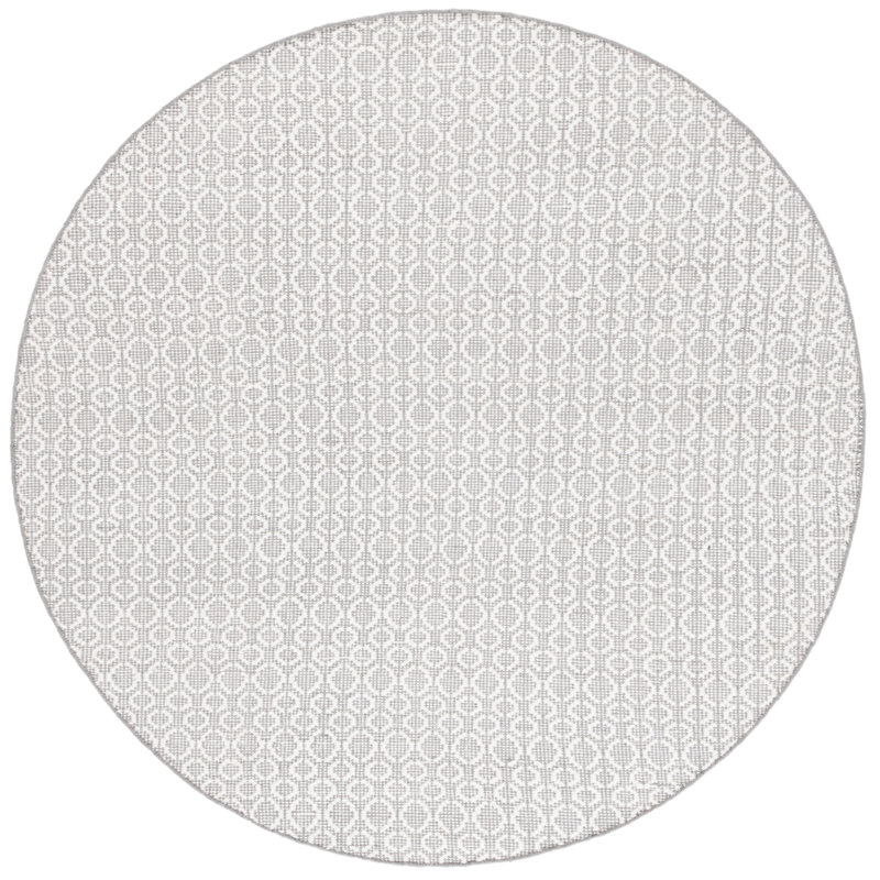 Nickholas Flat Weave Wool/Cotton Geometric Rug in Ivory/Gray, Round 6'