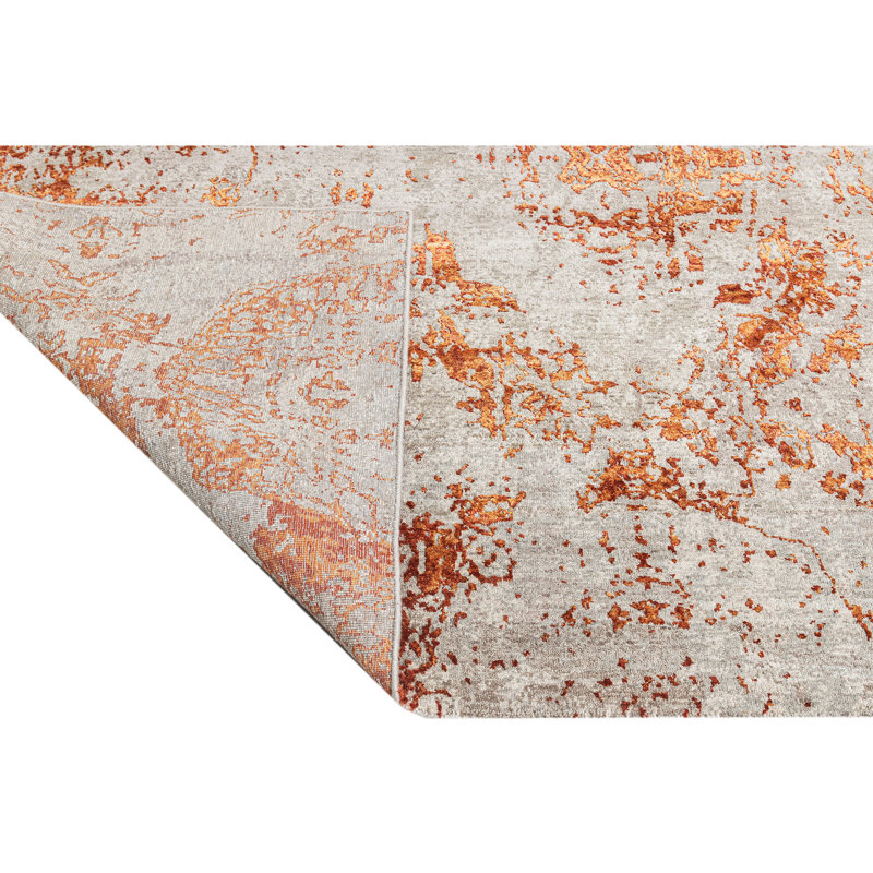 Hand Knotted Abstract Area Rug in Copper/Red/Gray, Rectangle 5' x 8'