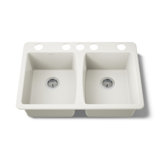 Deerfield 33" L x 22" W Double Basin Drop-In Kitchen Sink with Accessories