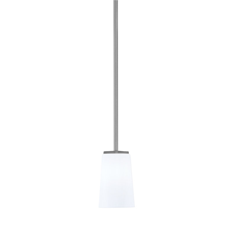 Suspension Arsenovic Stem Hung Mini présentée en finition graphite avec verre opale blanc de 11,4 cm de largeur x 16,5 cm de hauteur