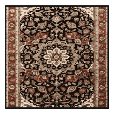 Machine Washable Persian Brown Area Rug