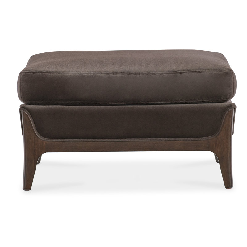 Sophia Brown Upholstered Transitional Ottoman with Wood Legs