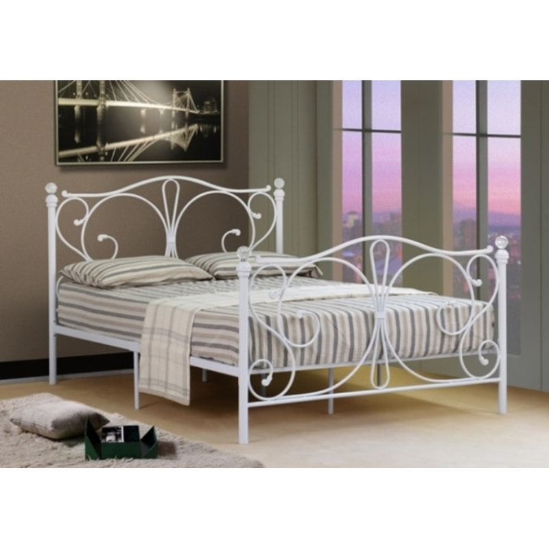Orourke Metal Bed, White, Kingsize (5')
