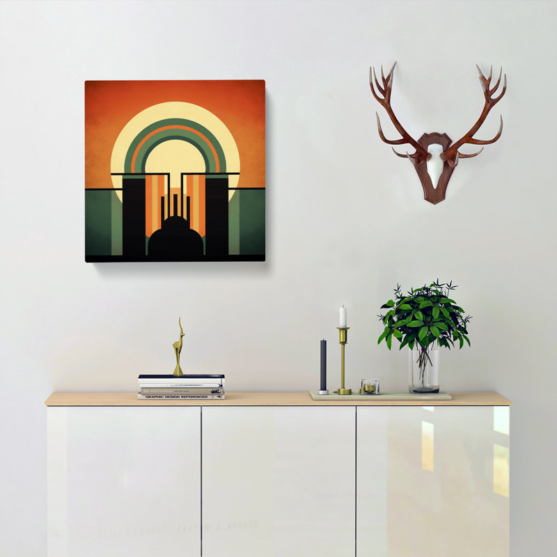 Art Deco Sunset Minimalism No.2 - Print, 50cm H x 50cm W x 3cm D