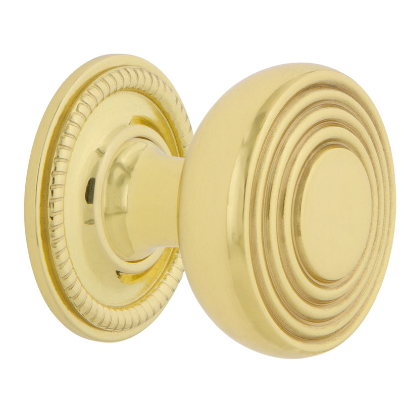 Deco 1 3/8" Diameter Round Knob, Polished Brass