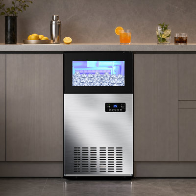 160 lb. Daily Production Stainless Steel Undercounter/Freestanding Ice Maker with Clear Cube Ice