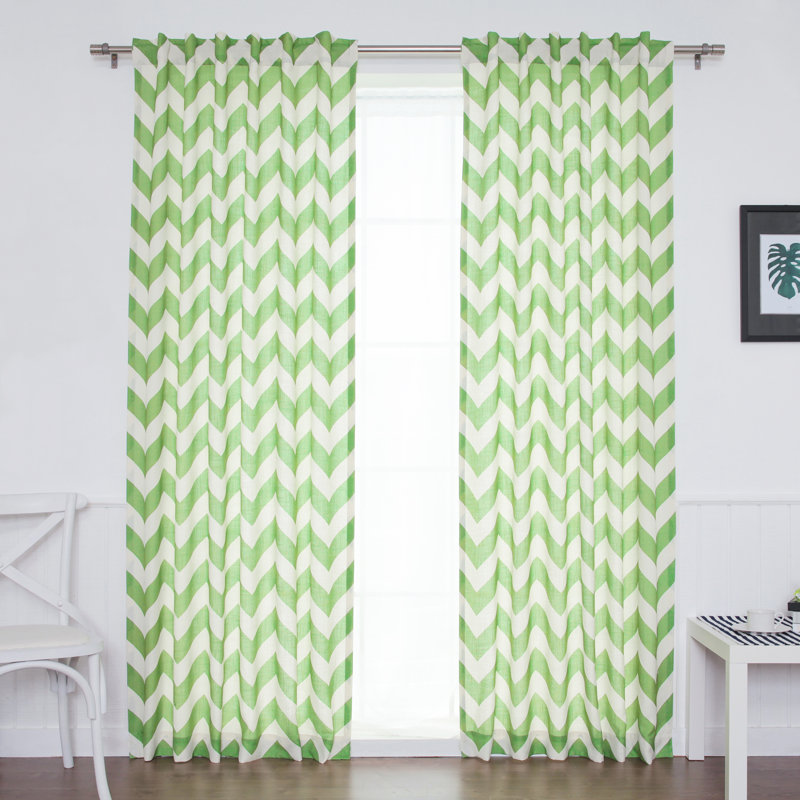 Paire de rideaux transparents avec passe-tringle Dunlap, Vert, l 52 po x L 96 po