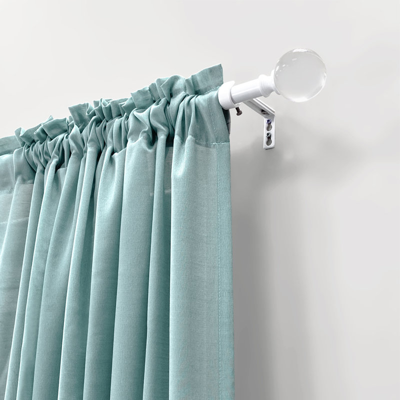 3/4" Acrylic Ball Telescoping Single Curtain Rod White, 3.1'' H x 3.1'' W x 42'' D