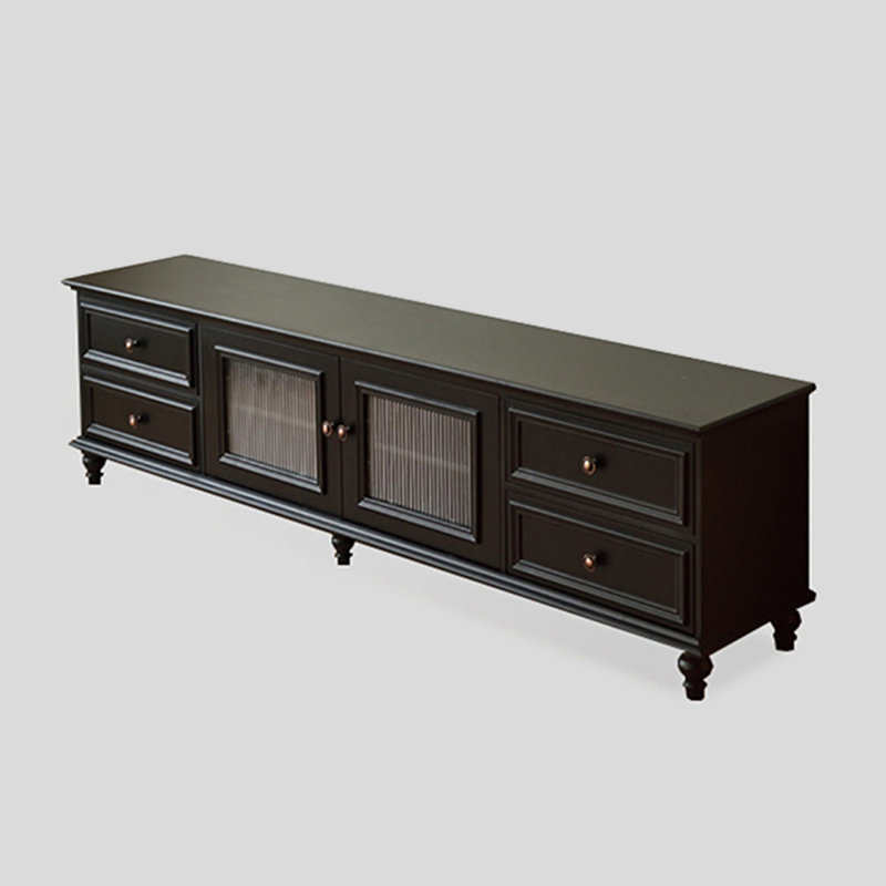 Meuble télé rétro en bois manufacturé noir, 70.87