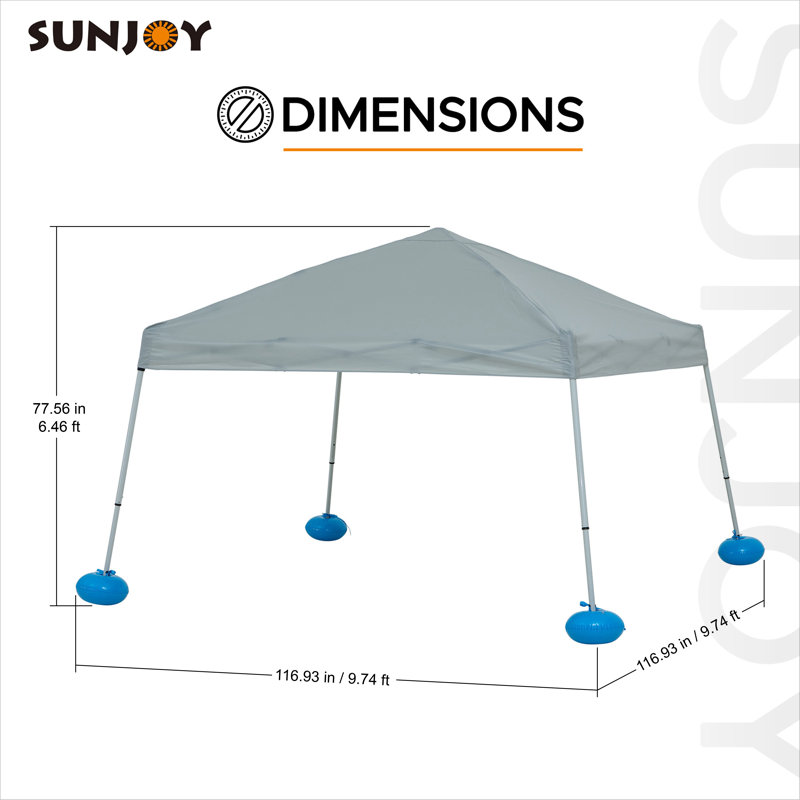 Sunjoy 10 ft. × 10ft. Floating Pool Canopy With Hand Carry Bag Pop Up Gazebo Fabric Canopy, Grey