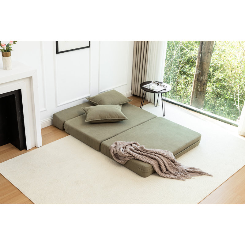 Lit pliable avec et oreiller, matériau principal en velours côtelé, sièges mi-moelleux, convient au salon Méridienne qui devient lit simple, velours côtelé, sièges