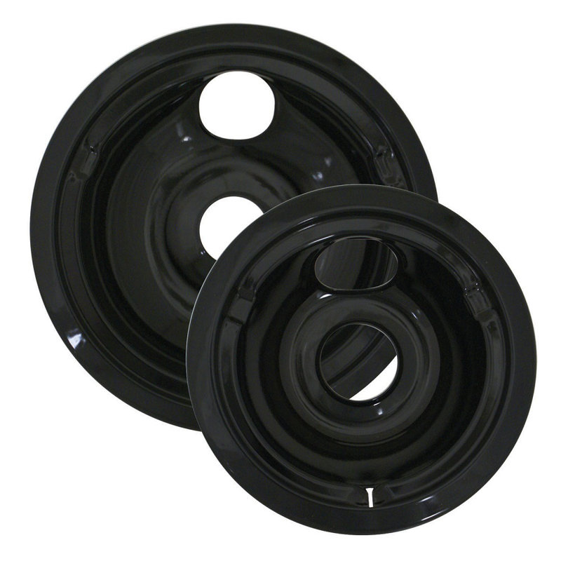 2 Piece Cooktop Style C Plug-in Electric Range Drip Pan Set, Black