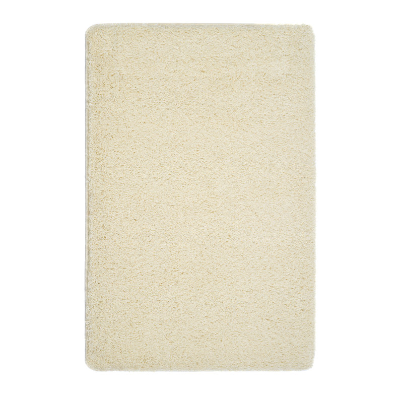 Solid Colour Shaggy Area Rug Ivory, Rectangle 60 x 100cm