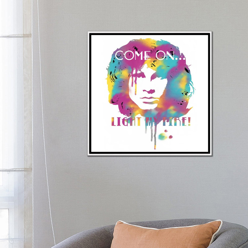 Jim Morrison «Light My Fire Watercolor» - publicité imprimée, H 26 po x l 26 po x P 1,5 po, Aucun mat, Toile blanche encadrée