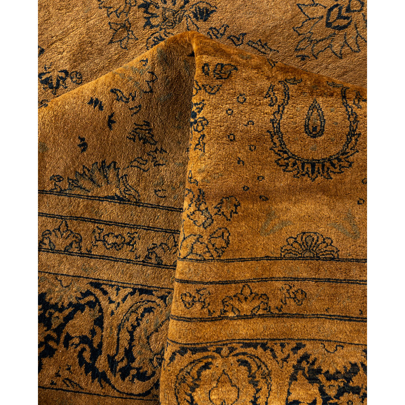 Overdyed Hand-Knotted Wool Modern-Contemporary Gold Area Rug 8' 3" x 10' 3"