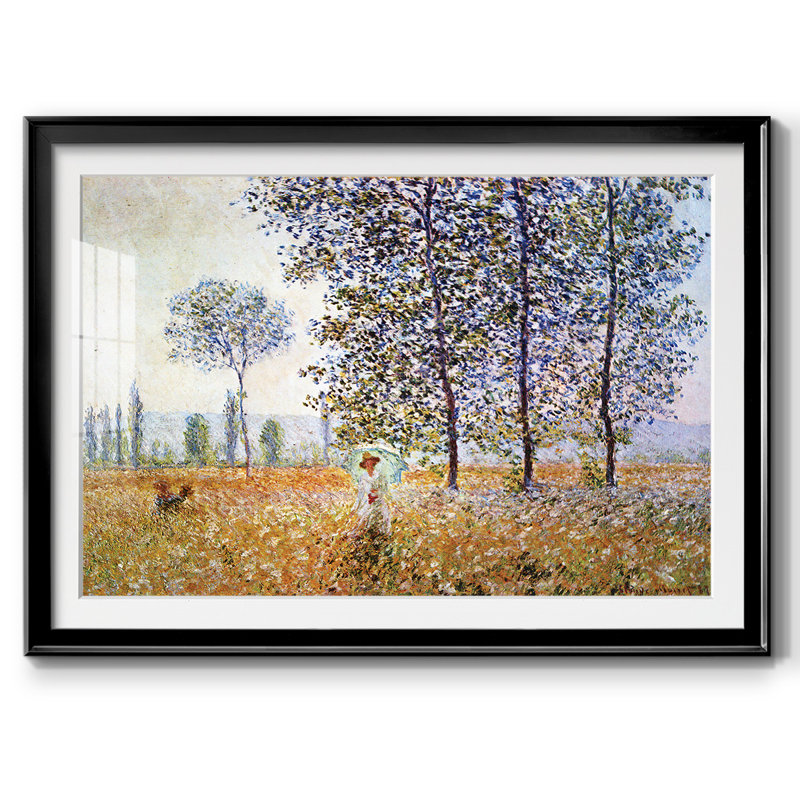Peupliers au soleil encadré sur papier par Claude Monet, Noir, H 30 po x l 44 po x P 1,5 po