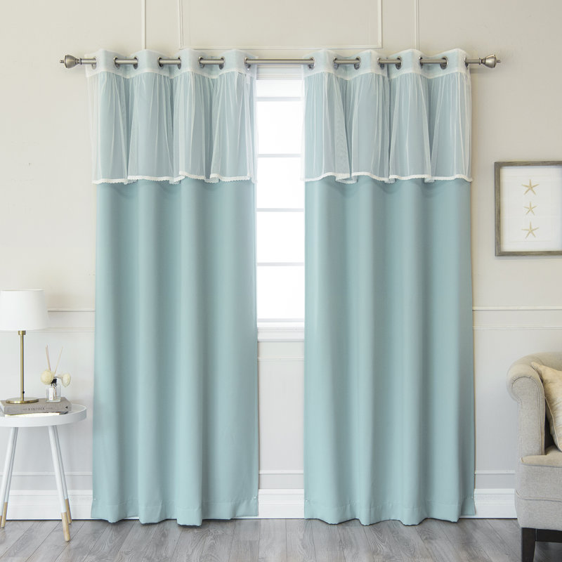 Paire de rideaux occultant et isolants avec œillets, Turquoise