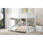 Lit superposé grand sur grand avec armoires de rangement et ports USB, blanc