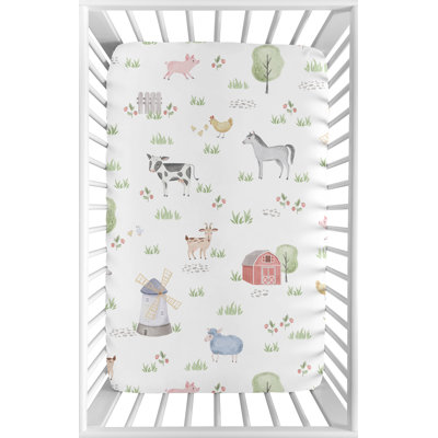 Farm Animals Fitted Mini Crib Sheet
